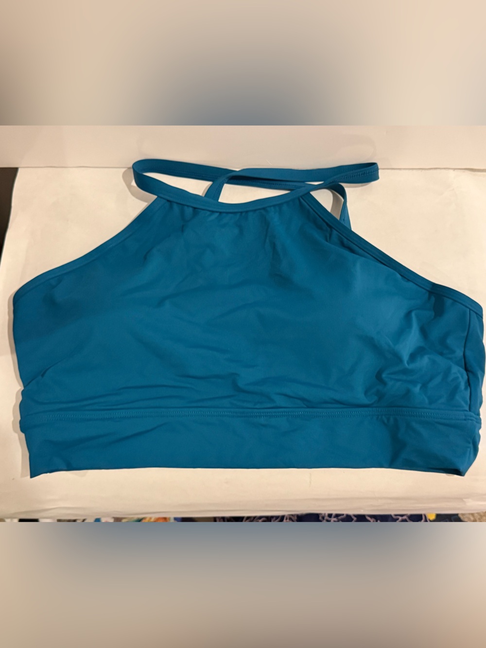 DACI Teal High Neck Cross Back Bikini Top NWT, Size XL